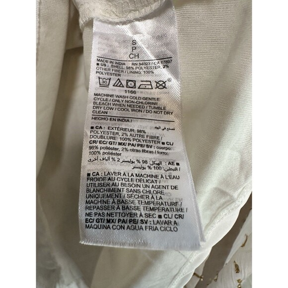 Old Navy Women’s Small White & Gold Sparkly Boho Chiffon Blouse Top Holiday - Picture 5 of 9